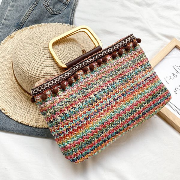 

evening bags summer straw for women woven handmade bohemia handbag large capacity lady tote vacation beach rattan shoulder bolsa 230417