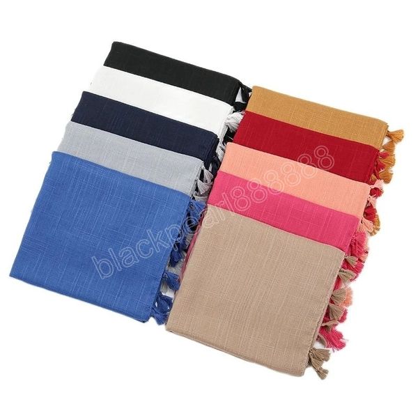 

solid cotton viscose muslim hijab for women plain shawls with fringe big size headscarf wraps foulard femme musulman turbans, Blue;gray