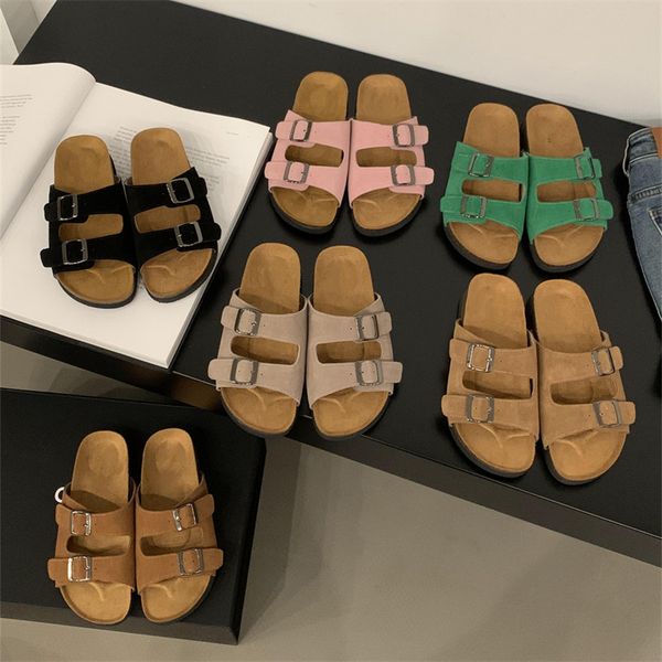 

button booties women designer slipper slide flat sandal sandles casual shoes fashion classic brand woman slippers sliders beach slides summe, Black