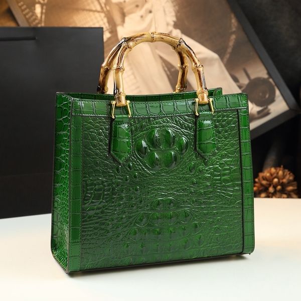 

evening bags brand genuine leather bamboo women's bag pattern ladies handbag portable tote bag mom shoulder messenger bags 230414