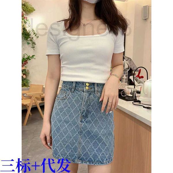 

skirts designer 2023 spring/summer new high grade elegance and versatile stylish lingge waist slim denim half skirt for women 8c84, Black