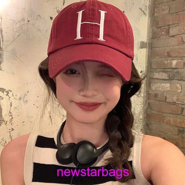 

original edition designer hermsie hat for sale hlettered cotton big head wide brim small baseball cap korean simple casual versatile lovers, Blue;gray
