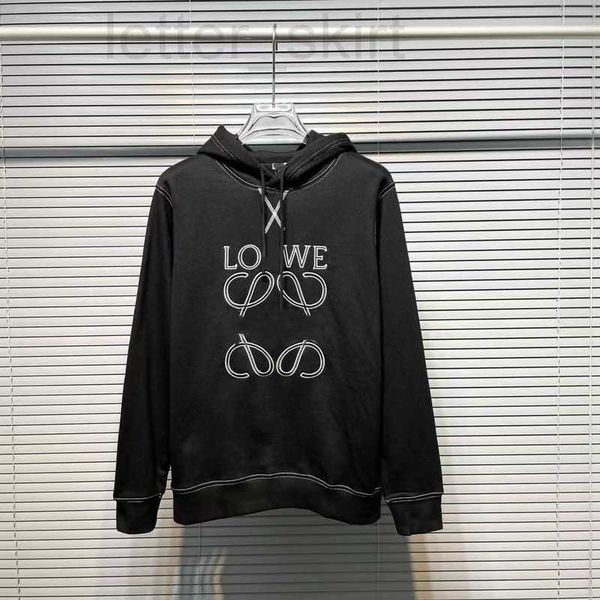 

men's hoodies & sweatshirts luxuriousautumn new luxury color contrast line embroidery simple hooded sweater 48ea, Black