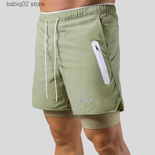 

men's shorts 2022 new street fashion shorts men's2 in1 double layer quick dry sports style fitness jogging workout men's casu, White;black