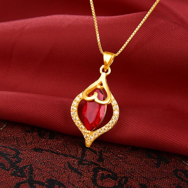 

women pendant chain heart drop design exquisitive 18k gold color fashion female jewelry gift, Silver