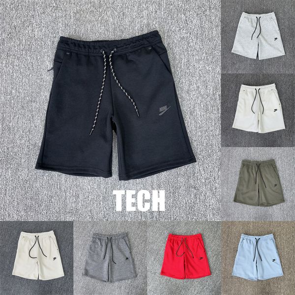 

2023 summer tech fleeces shorts mens womens casual tracksuit tech sports pants space cotton man jogger runner beach short, White;black