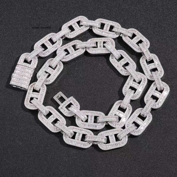 

custom hip hop fine jewelry necklace bracelet iced out diamond cuban link chain, Silver