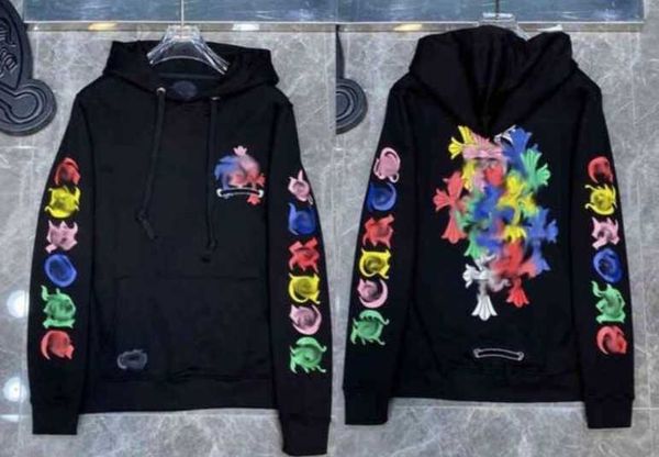 

men's hoodies & sweatshirts designer womens hoodies designer chrome winter sweatshirts heart hoodie ch long sleeve jacket loose hooded, Black