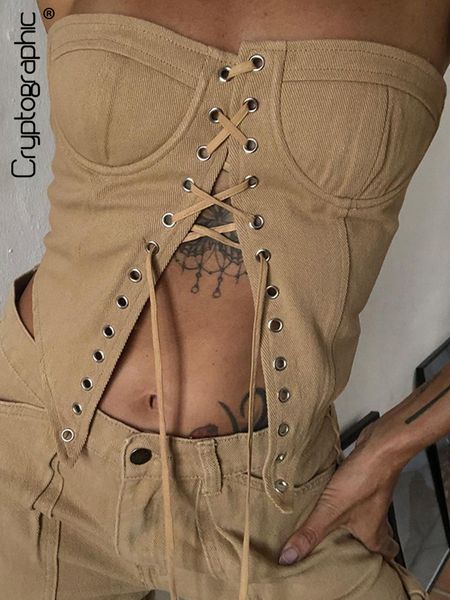 

women's tanks camis cryptographic strapless bandage crop for women summer elegant fashion sleeveless backless club party clothes 23041, White