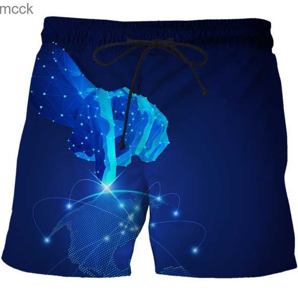 

men's shorts new men's 3d printed ai technology data pattern running fitness breathable beach pants leisure quick drying high end, White;black