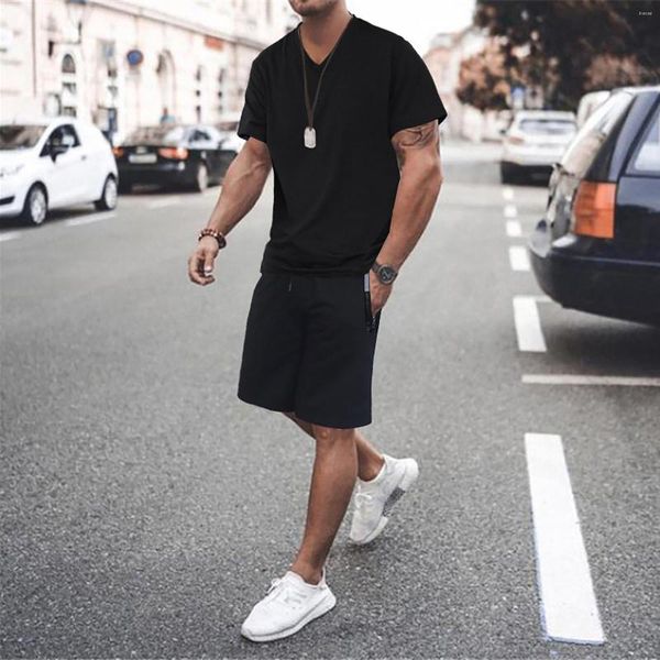 

men's tracksuits two piece summer tracksuit set short sleeve tee shirt and shorts, Gray