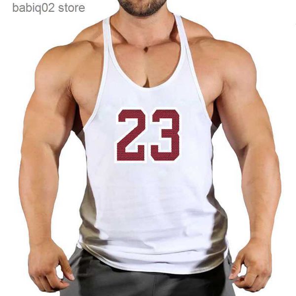 

men' tank new brand 23 gym tank men fitness clothing mens bodybuilding tank summer gym clothing for male sleeveless vest shirts t230, White;black