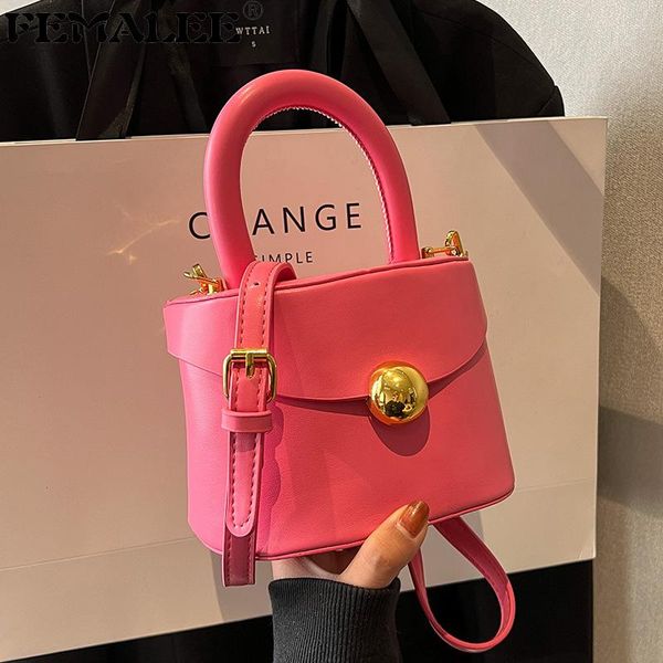 

shoulder bags gold ball buckel bucket bag for women fashion small handbags short handle crossbody mini tote clutch