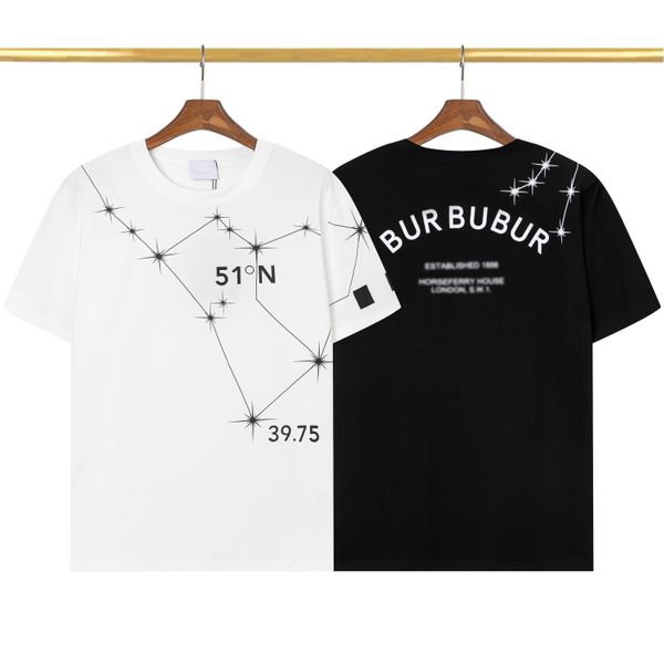 

men's t shirt fashion designer pure cotton round neck tee star pattern couple polo shirt black white men tshirt, White;black