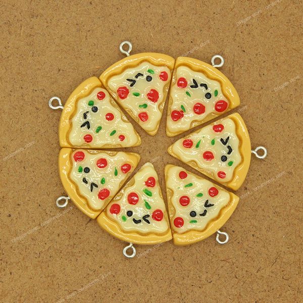 

10pcs cute resin triangle pizza food charms diy cartoon foods keychains earring pendants accessory kawaii women jewelry make fashion jewelry, Silver
