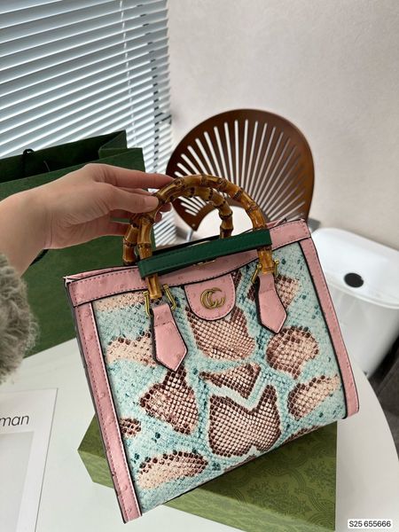 

genuine leather snake skin pattern designer bag tote bag fashion bamboo handle shopping bag clutch handbag shoulder bag crossbody package ev