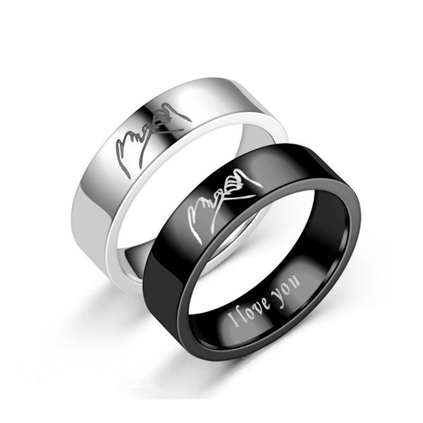 

titanium steel couple ring i love yoy hand in hand couple ring jewelry, Silver
