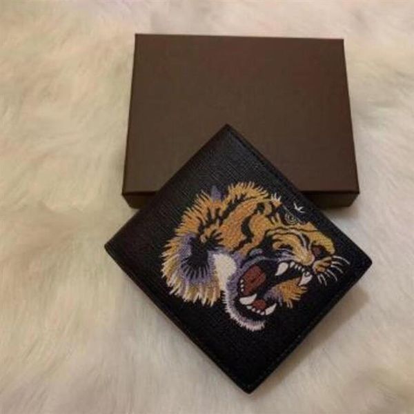 

men animal short wallet leather black snake tiger bee wallets women long style luxury purse card holders with gift box 31q, Red;black