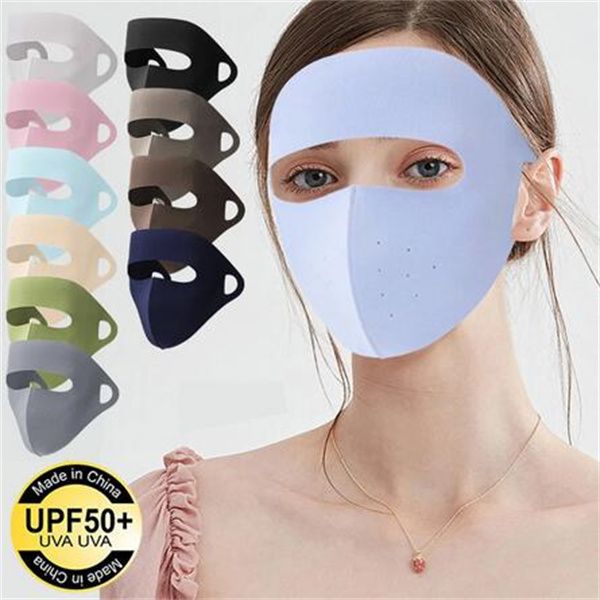 

summer ice silk sunscreen mask full face sun protection mask forehead thin section breathable mask anti ultraviolet face mask gc2041