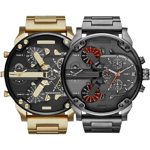 

selling sports military mens watches 50mm big dial golden stainless steel fashion watch men luxury wrist watch reloj de lujo244u, Slivery;brown
