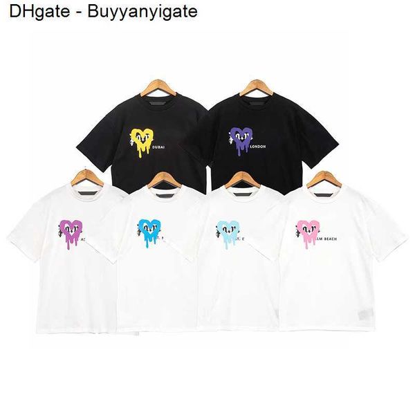 

mens designer tshirt men's t-shirts palms spray love heart print short-sleeved t shirt fashion angels women graphic tees dp56, White;black