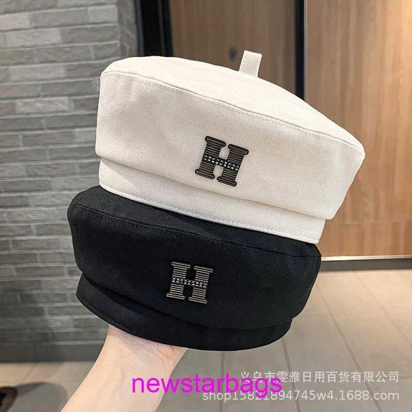 

original edition designer herms hat for sale rhinestone letter beret female xia xianfeng face small versatile painter octagonal big waist fa, Blue;gray