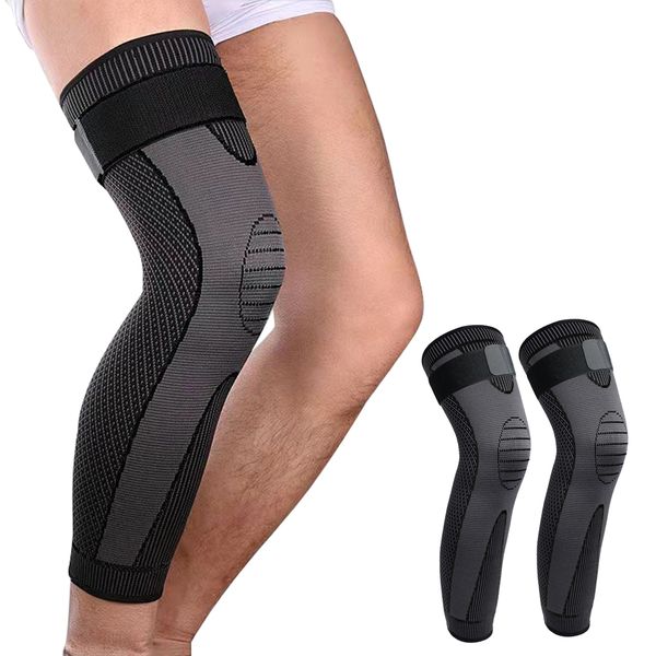 

elbow knee pads skdk 1pair elasticity long knee protector brace sports knee high elastic compression knee sleeve brace knee support sleeves, Black;gray