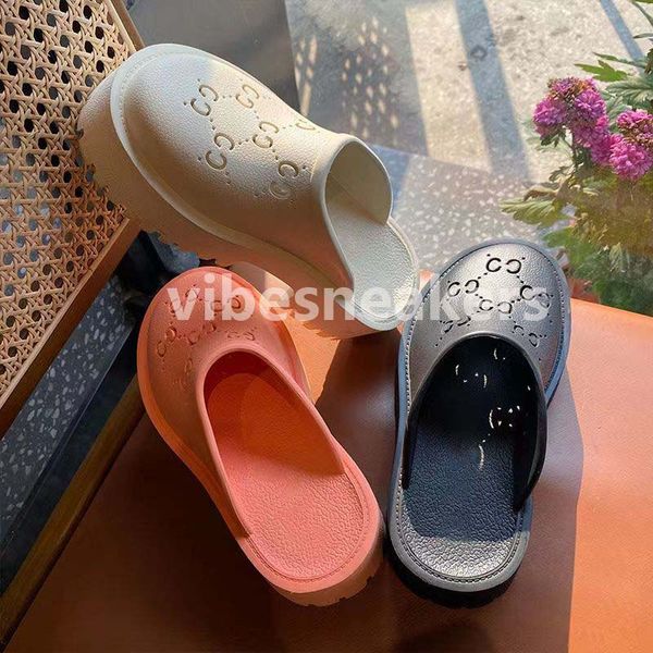 

designer sandals slippers guccie sandal sliders macaron thick bottom g house non-slip soft bottom fashion slipper women wear beach flip-flop, Black