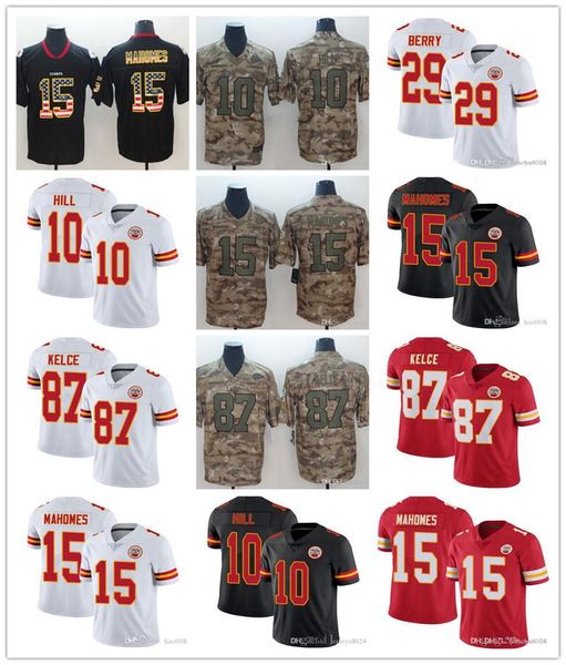 

football jersey 15 mahomes 29 berry 87 kelce 10 hill kansas''city''chiefs''men''nfl''women, Black;red