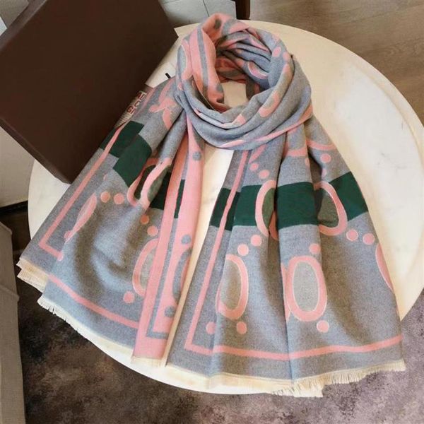 

2021 fashion cashmere cashmeree scarf ladies autumn and winter plaid letter jacquard shawl exquisite workmanship309f, Blue;gray