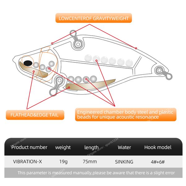 

vibration-x vib 75mm 19g wobblers fishing tackle fishing lures vibration bait for full depth artificial accessories fishingfishing lures lur