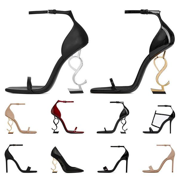 

2023 high heels women dress shoes designer heels patent leather luxury gold tone black nude womens lady fashion sandals open toes party wedd