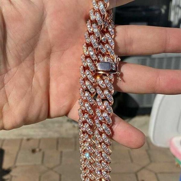 

men's real si diamond 8mm miami cuban link chain 10k rose gold solid iced necklace heavy cuban chains, Silver