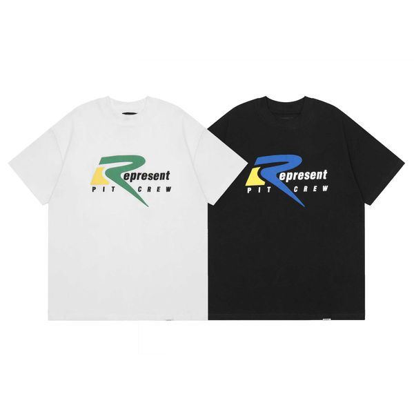 

2023 fashion men's and women's t shirts uk high street brand representative vintage abstract color block foam letter printing tren, White