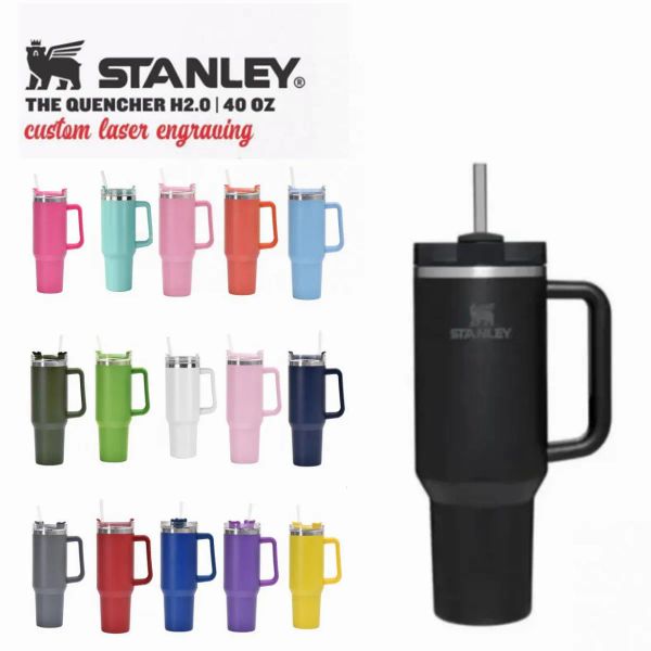 

with logo barbie pink stanley 40oz mugs tumblers with handle insulated tumbler lids straw stainless steel coffee termos cup ready to ship