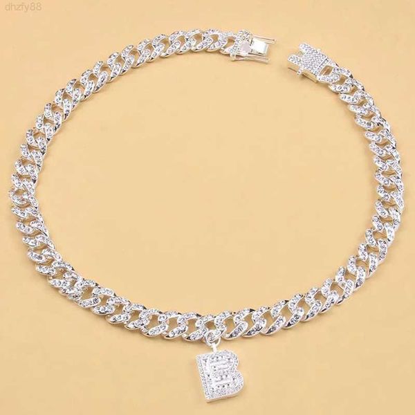 

sterling silver miami iced out womens personalized initials cuban link necklace