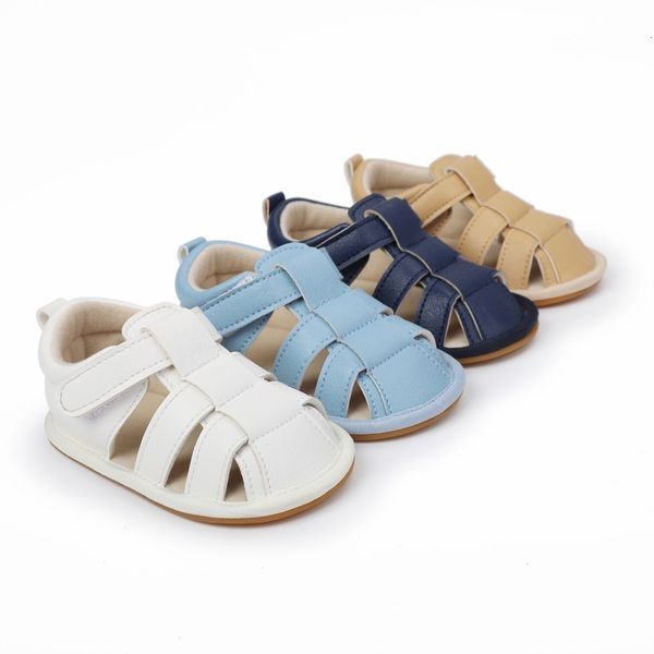 

sandals summer pu leather sandals baby boys shoes hollow out beach anti-slip sandals born prewalkers shoes for toddlers 230417, Black;red