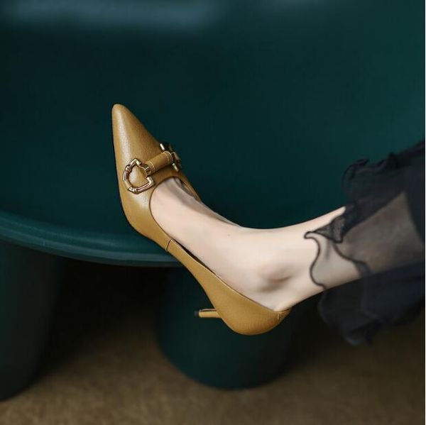 

sheepskin high heeled shoes women fashion tassel fringe mary jane shoe elegant office shoes, Black