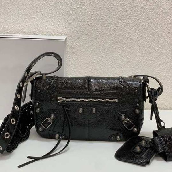 

le cagole men xs flap bag in black arena lambskin aged-silver hardware shoulder bags leather braided shoulder pad crossbody luxury designer