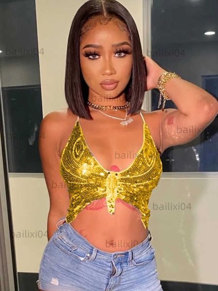 

women's tanks camis sifreyr butterfly sequin crop women summer backless bandage corset tank fashion vintage clothes y2k vest camisole, White