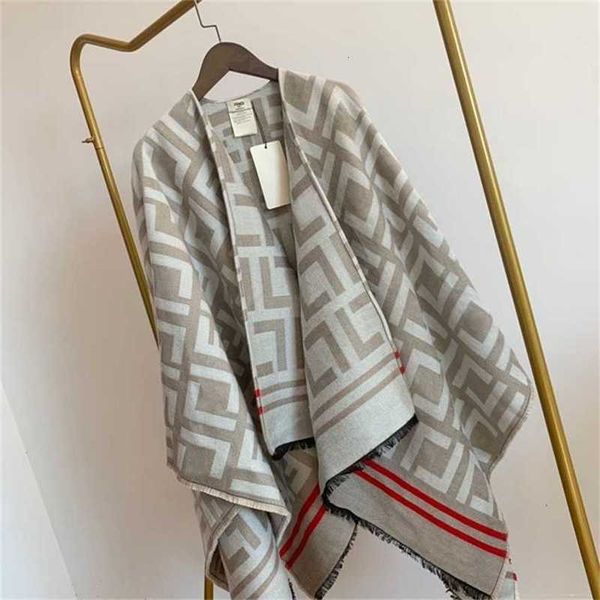 

luxury brand shawl pure wool poncho scarves coat 2023 letters cashmere blanket capes women winter warm shawl wraps designer, Blue;gray