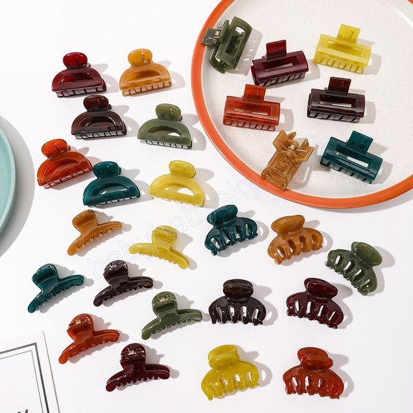 

mini acrylic plastic clip cute jelly color small hair claw acrylic high ponytail holder hairpins hair accessories, Slivery;white