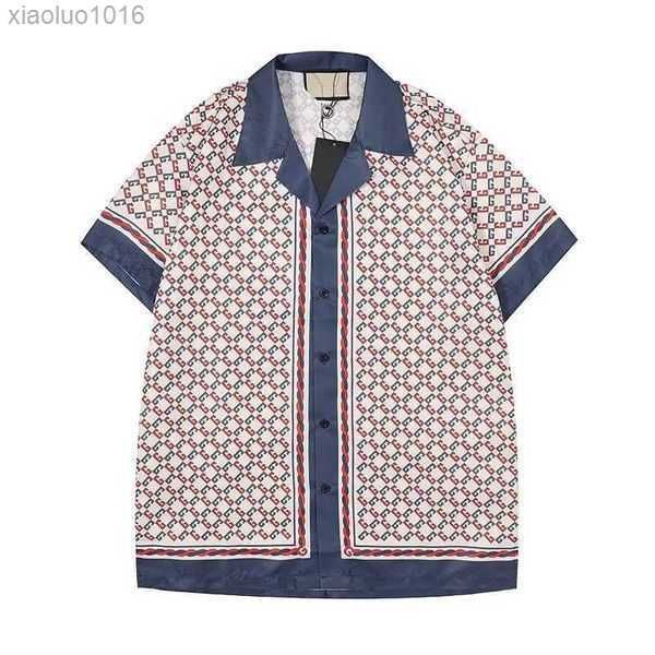 

2022 new designer shirts beach shorts mens fashion letter print bowling shirt casual shirts men short sleeve hawaii dress shirt business hts, White;black