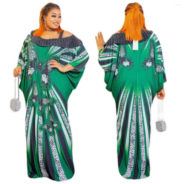 

Ethnic Clothing Off-the-shoulder Diamond Irregular Suspender Butterfly Printed Oversized Traditional Dashiki African Dresses For Women