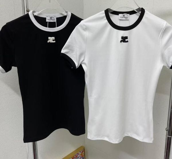 

black white classic vintage designer t shirt summer short sleeve courreges women tshirt tee34