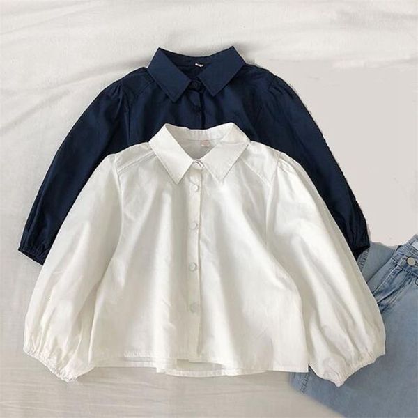 

women's blouses shirts spring autumn puff sleeve turn down collar women blouse ladies short shirts women and blouses white shirt jw932