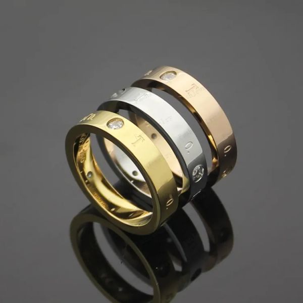 

Three Diamond Luxury Love Ring Zirconia Designer Jewelry 18K Gold Plated Wedding