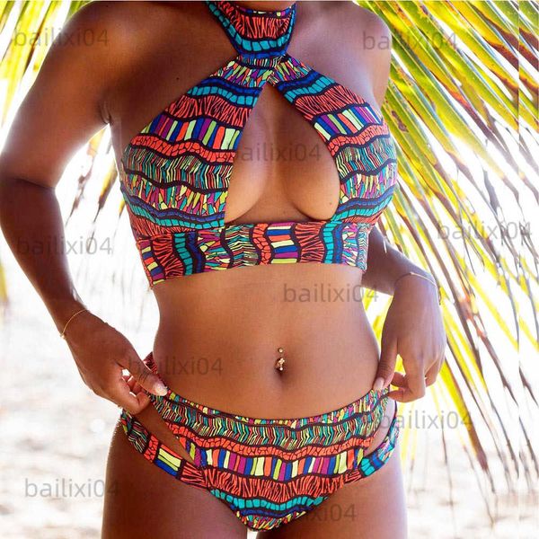 

women's swimwear women color print bikini set push-up padded bra swimsuit bathing swimwear beach african bathing suit maillot de bain f, White;black
