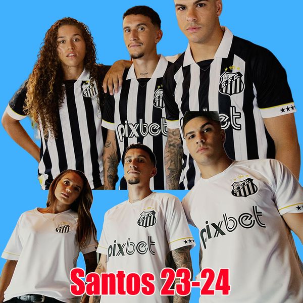 

santos 23 24 soccer jerseys fc 60th anniversary special home away 2023 2024 gabriel kaiky goulart leonardo pirani football shirt, Black;yellow