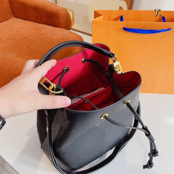 

shoulder bags evening bags neonoe designer bucket bag damier azur cross body women luxurys braided handle bagg classic drawstring bagss with, Black;red